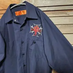 RED KAPレッドキャップ ワークシャツ 長袖シャツ バックプリント　バイク