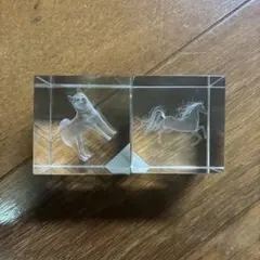 3Dクリスタル 置物 犬 馬 2個セットのサムネイル