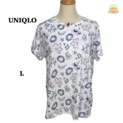 ユニクロ 花柄Tシャツ L ホワイト 半袖 シスターパリッシュ