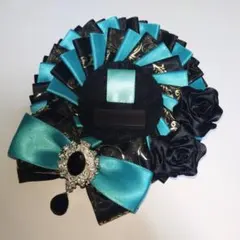 【R74】痛ロゼット ブラック × エメラルド グリーン ターコイズ 水色 黒