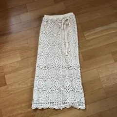 LOWRYSFARMレース編み ロングラップスカート
