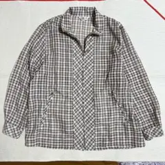 HUSA BUN チェック柄 ジップアップジャケット M-L