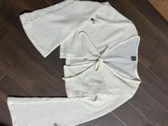 アイボリー 前結びカーディガン