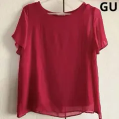 GU ジーユー　ピンク 半袖シフォンレイヤードT ブラウス