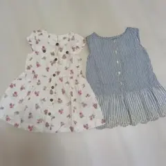 キッズ ワンピース 2点セット 花柄 ストライプのサムネイル