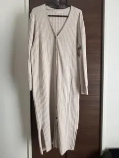 GU リブ編み ロングカーディガン ベージュ