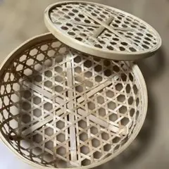 竹製 蓋付きバスケット