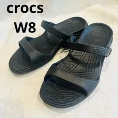 crocsクロックス　クレオ　ダブルストラップ　サンダル　黒　W8 24cmのサムネイル