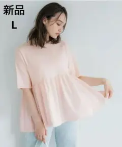 新品　coca 異素材クルーネックドッキングカットソー半袖 Tシャツ Lのサムネイル