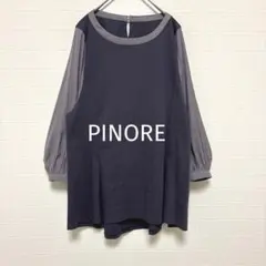 PINORE 異素材切り替えブラウス ドッキング シャツ チュニック【38】のサムネイル