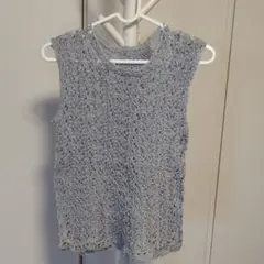 【ハンドメイド】ニットベスト ノースリーブ　綿100％