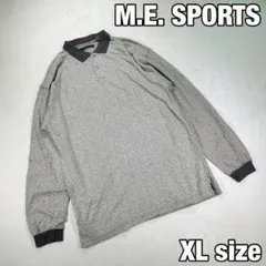 M.E. SPORTS　長袖ポロシャツ　総柄　グレー　メンズ　XL