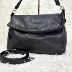 ケイトスペード 2WAY ショルダーバッグ 黒 レザー フラップ