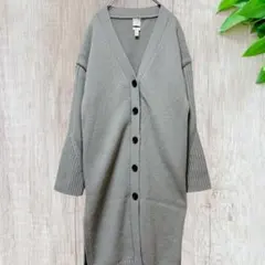 ☆エイチアンドエム (XS) ロングカーディガン 厚手 グリーン ゆったり
