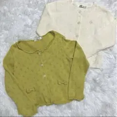 カーディガン2点セット 女の子 マスタード アイボリー 110 120 トップス