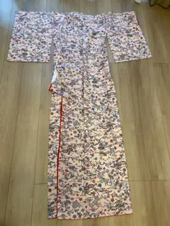 小紋　着物　紅型　ピンク　ポリエステル　英　はなぶさ