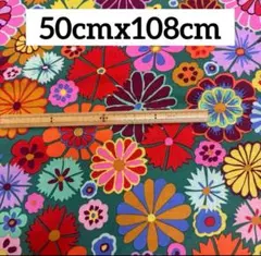 USAコットン ケイフファセット 花柄 生地 ㉓ 50cm グリーン系