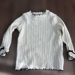 ホワイトリブ編み長袖カットソー 90cm