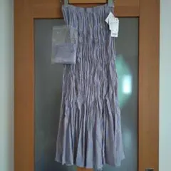 ユニクロ　イネス　ライトパープル ツイスト プリーツロングスカート Sサイズ