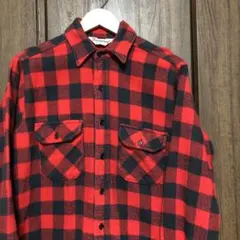 80s USA製 Frostproof バッファローチェックネルシャツ M 赤黒