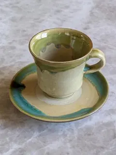 陶器 カップ＆ソーサー 釉薬 滴り模様
