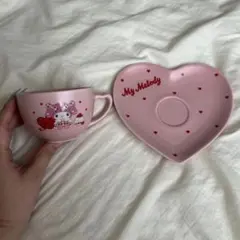 My Melody ハート型プレートとカップセット