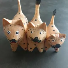 木製 アジアン雑貨 ネコ？ 置物 匿名配送