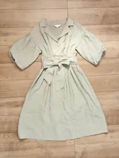 ライトグリーン 半袖 シャツワンピース
