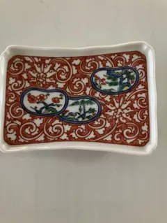 日肥其泉 昭和年製☆有田焼 其泉 窯 極錦金彩古伊万里様式 長角皿 22cm