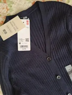 タグ付き！UNIQLO エクストラファインメリノリブショートカーディガン(長袖)
