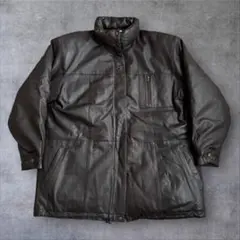 【極暖】Eddie Bauer オールレザー ダウンコート ダークブラウン