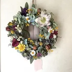 紫陽花、クリスマスローズの春リース
