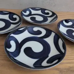 鳴門唐草 丸皿 取り皿 和食器 美濃焼 4点セット