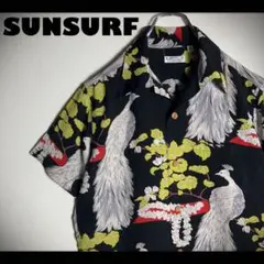 極美品】SUNSURF アロハシャツ 半袖 芸者 桜 藤の花 畑商店 黒 XS