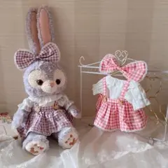 ギンガムチェック スカートセット（パープル）ダッフィー&フレンズ ぬいぐるみ衣装