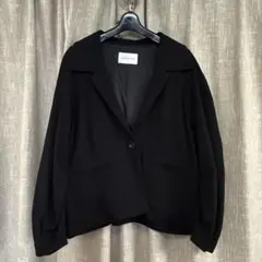 【美品】アダムエロペ　コクーンスリーブジャケット　ブラック　フリーサイズ