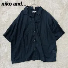 ニコアンド 麻混 綿混 半袖シャツ オーバーサイズ ゆったり リネン ブラックのサムネイル