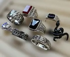 19〜25号 メンズデザインリング8点まとめ売り 多様なデザイン