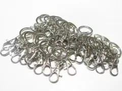 回転カン付き ナスカン キーリング キーホルダー　３０個！　 シルバー色