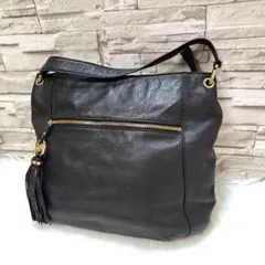 マイケルコース 本革レザー ショルダーバッグ ブラック タッセル ゴールド金具