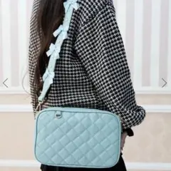 ザッカマート メニーリボンキルティングショルダーバッグ　サックス