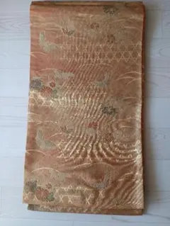 金色、朱色、花、蝶柄帯