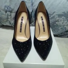 COMEX、スパンコール付き ブラック ハイヒール。