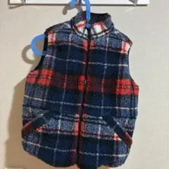TOMMY HILFIGER キッズ ボアベスト 128 チェック　リバーシブル