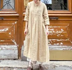 ハンドメイド作家さま☆リネンはしごレースワンピース 予約 10/14発送】プリンセスティアードはしごレースフリル