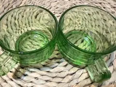 【お値下げ】耐熱のガラス製カップ グリーン 2個