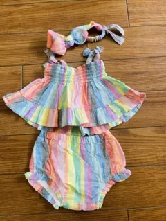 H&Mのカラフルストライプワンピースセット