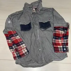 ストライプ チェック柄 長袖シャツ