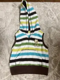 西松屋 ベビーベスト フード付き ストライプ