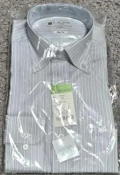 【新品未使用】長袖Yシャツ ストライプ スリムフィット S-80 YAMAKI